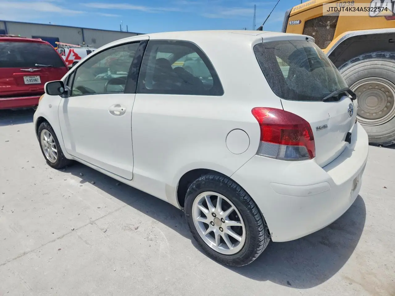 2010 Toyota Yaris Base VIN: JTDJT4K34A5322574 Lot: 59352836