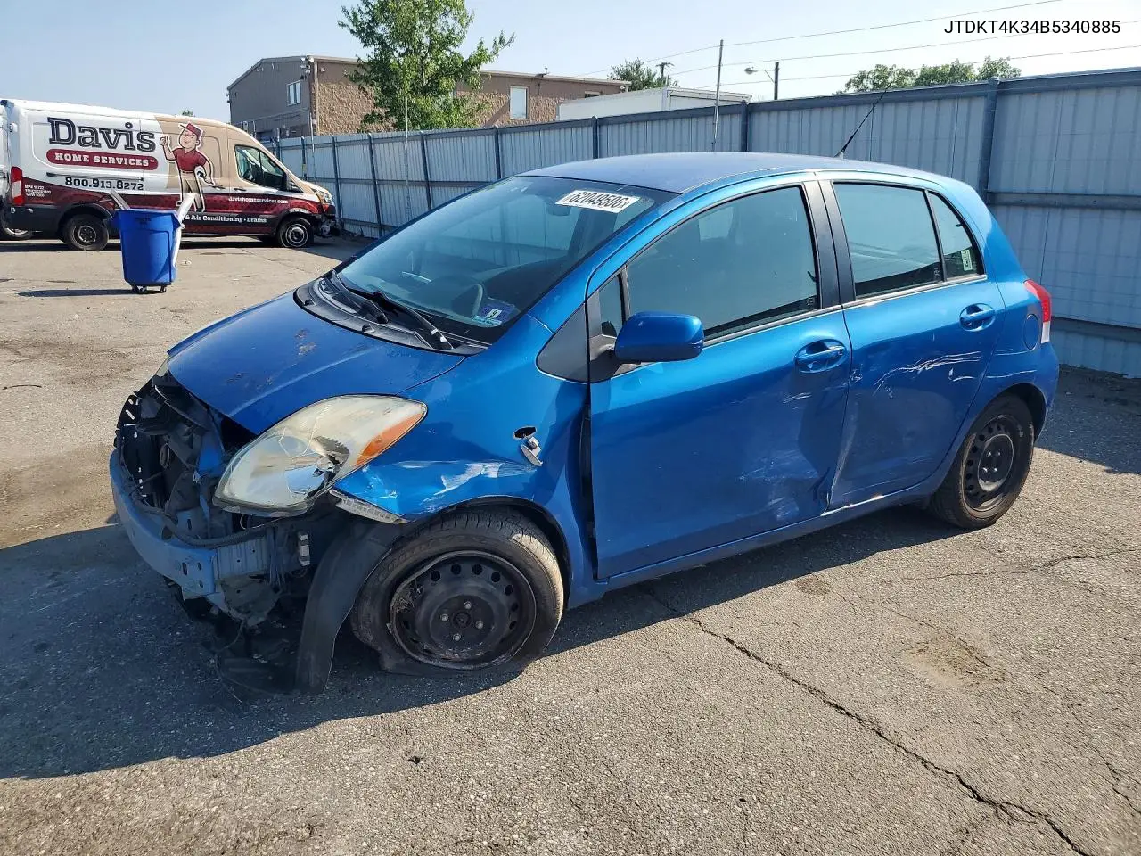 2011 Toyota Yaris Base VIN: JTDKT4K34B5340885 Lot: 62049506