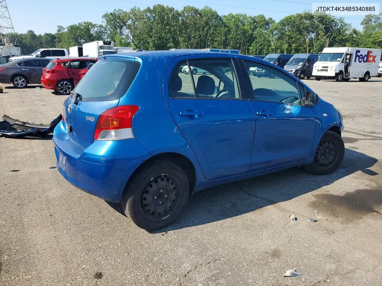 2011 Toyota Yaris Base VIN: JTDKT4K34B5340885 Lot: 62049506