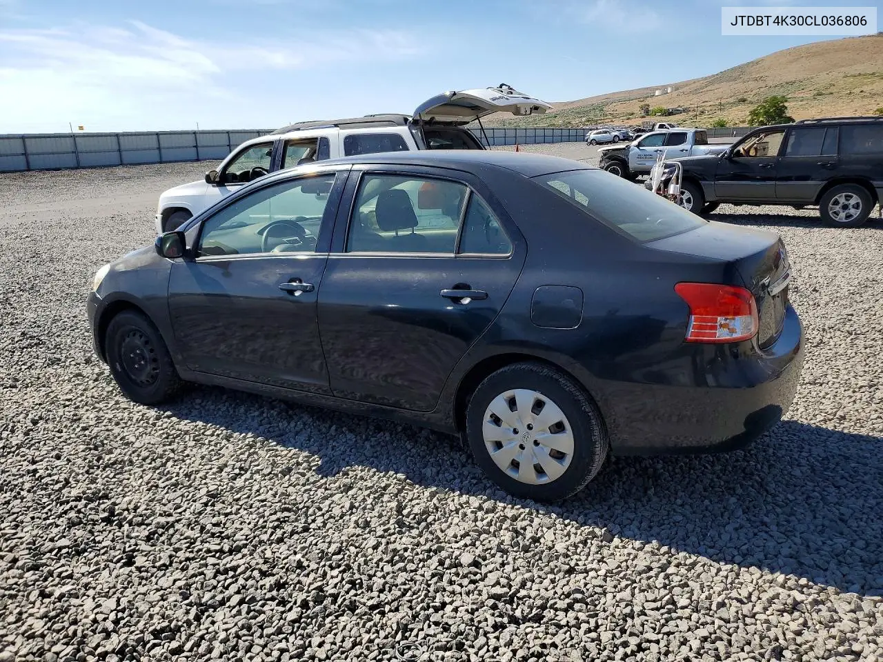 2012 Toyota Yaris Fleet VIN: JTDBT4K30CL036806 Lot: 57733856