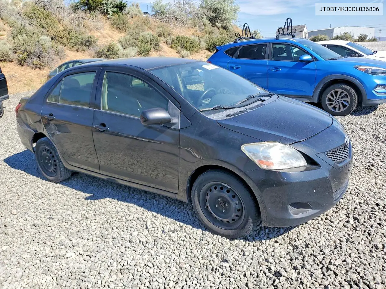 2012 Toyota Yaris Fleet VIN: JTDBT4K30CL036806 Lot: 57733856