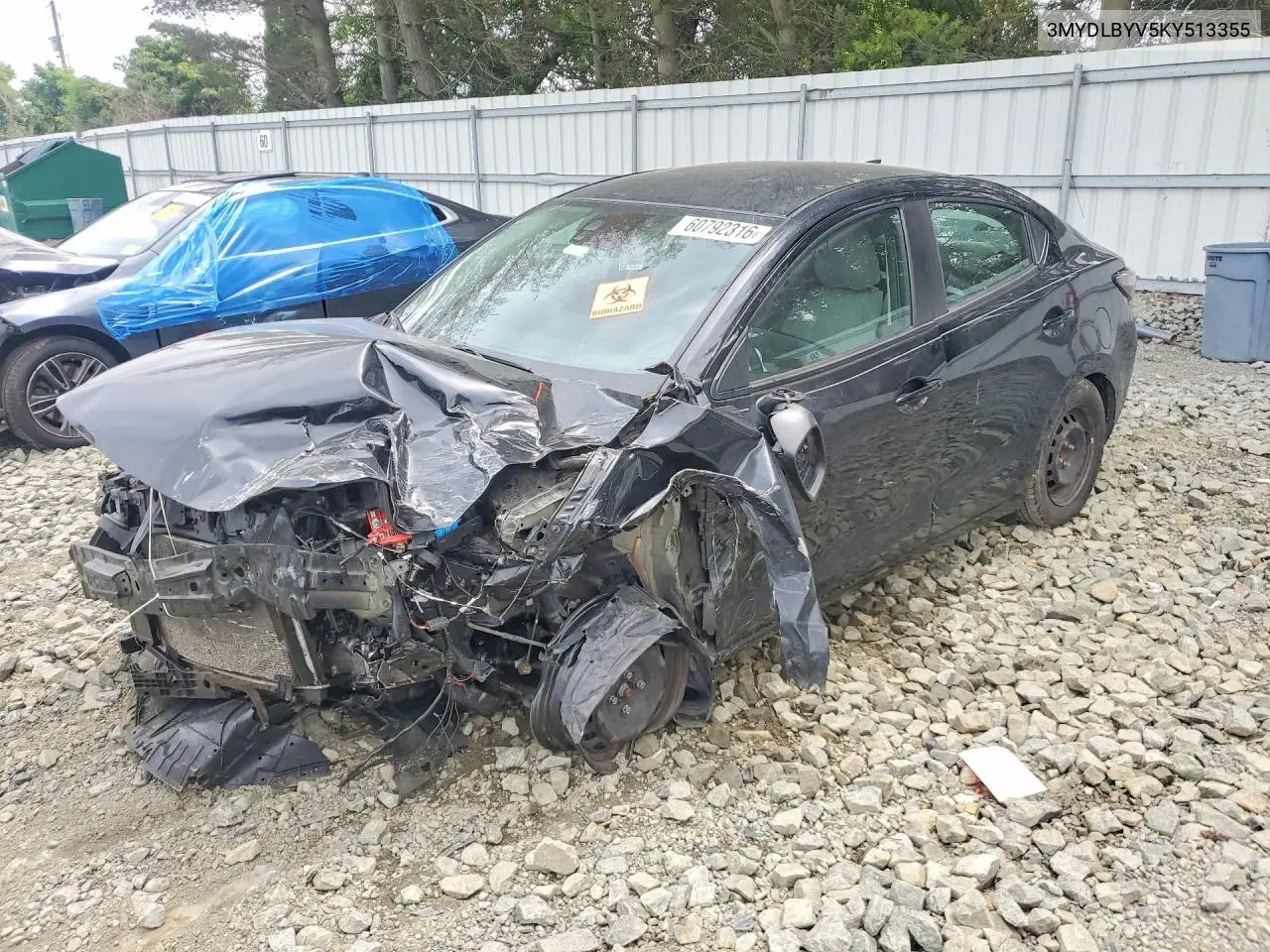 2019 Toyota Yaris L VIN: 3MYDLBYV5KY513355 Lot: 60792316