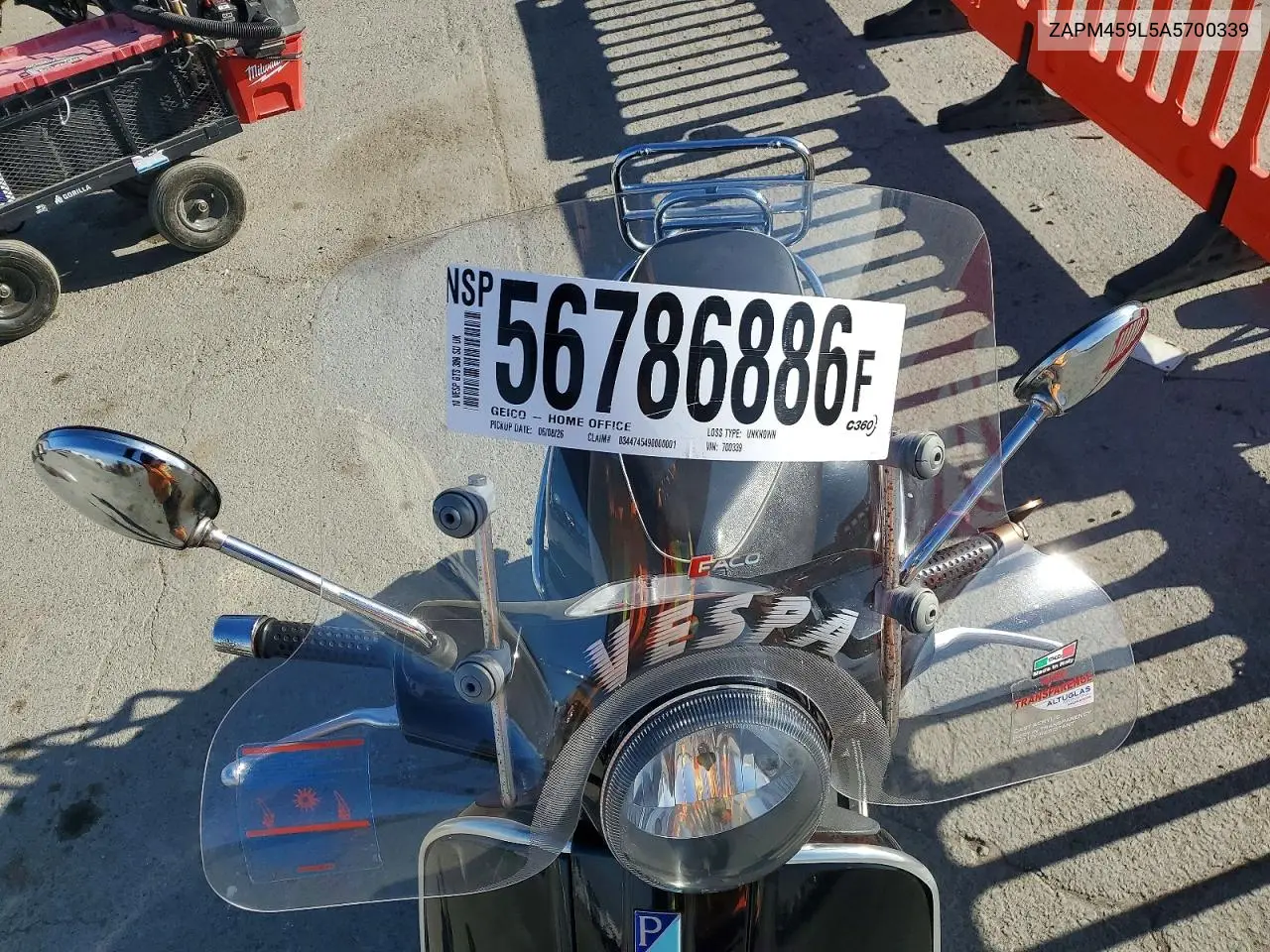 2010 Vespa Gts 300 Super VIN: ZAPM459L5A5700339 Lot: 56786886