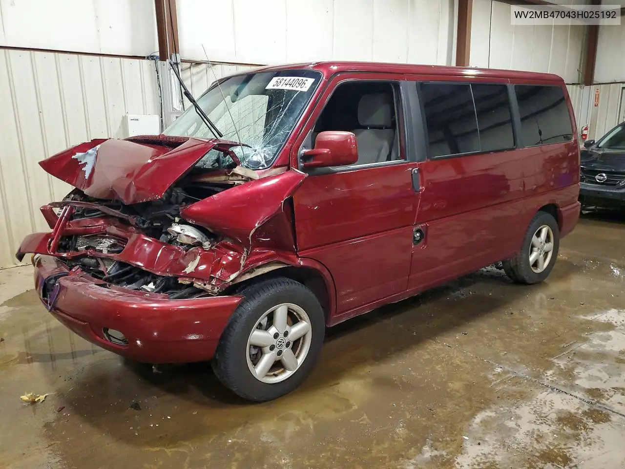 2003 Volkswagen Eurovan Mv VIN: WV2MB47043H025192 Lot: 58144096