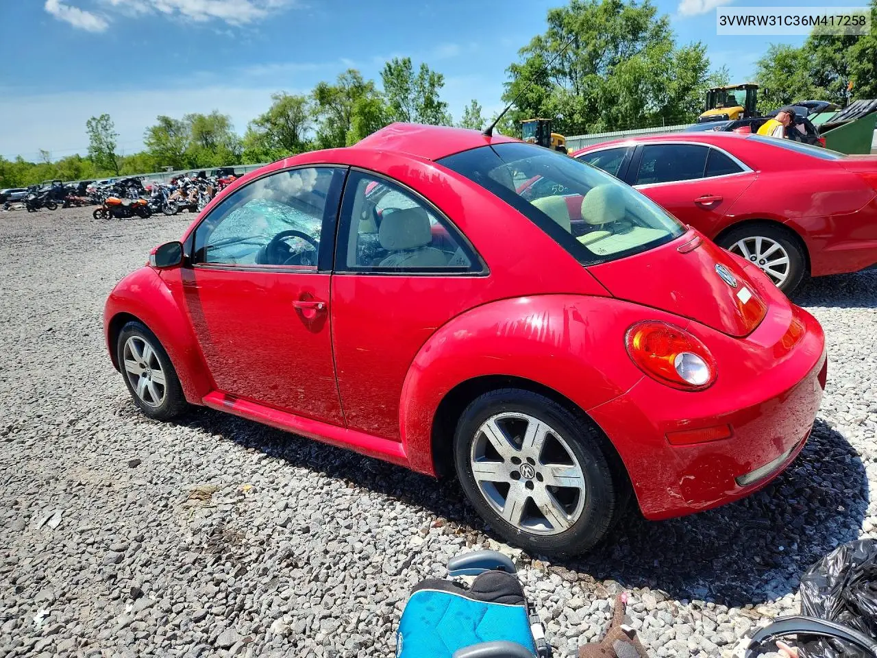 2006 Volkswagen New Beetle 2.5L Option Package 1 VIN: 3VWRW31C36M417258 Lot: 58146376