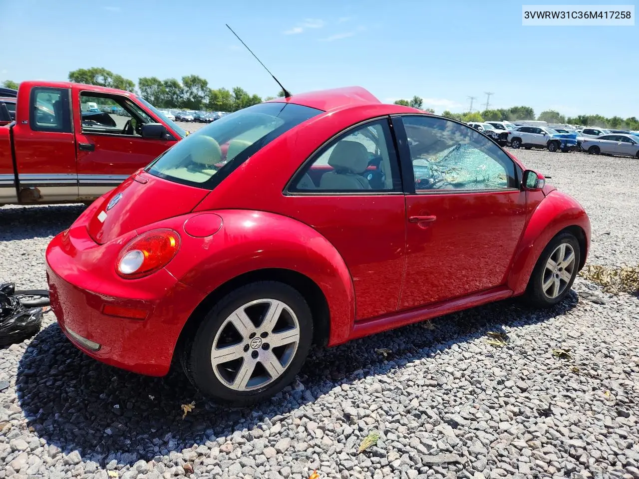2006 Volkswagen New Beetle 2.5L Option Package 1 VIN: 3VWRW31C36M417258 Lot: 58146376