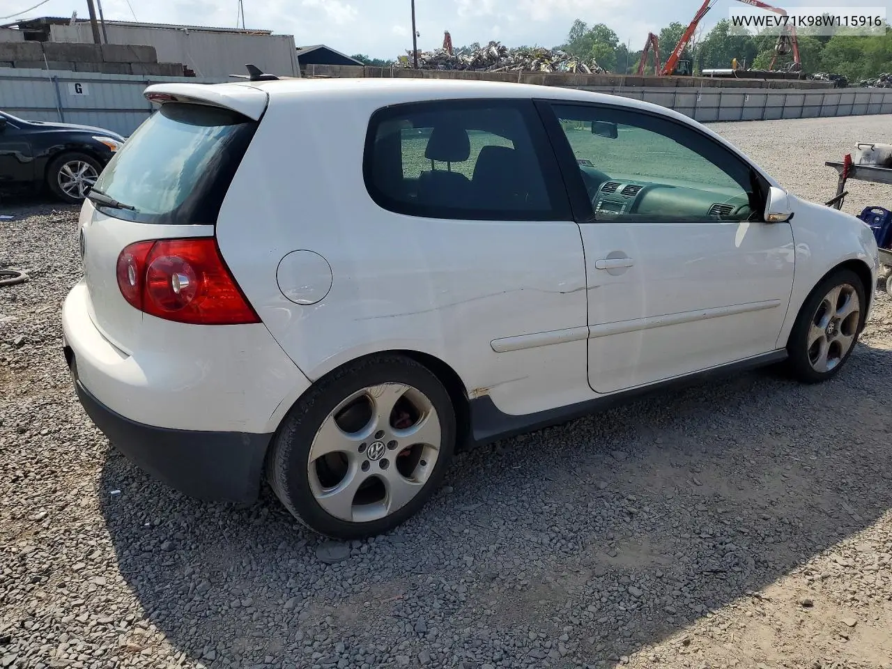 2008 Volkswagen Gti VIN: WVWEV71K98W115916 Lot: 57116856