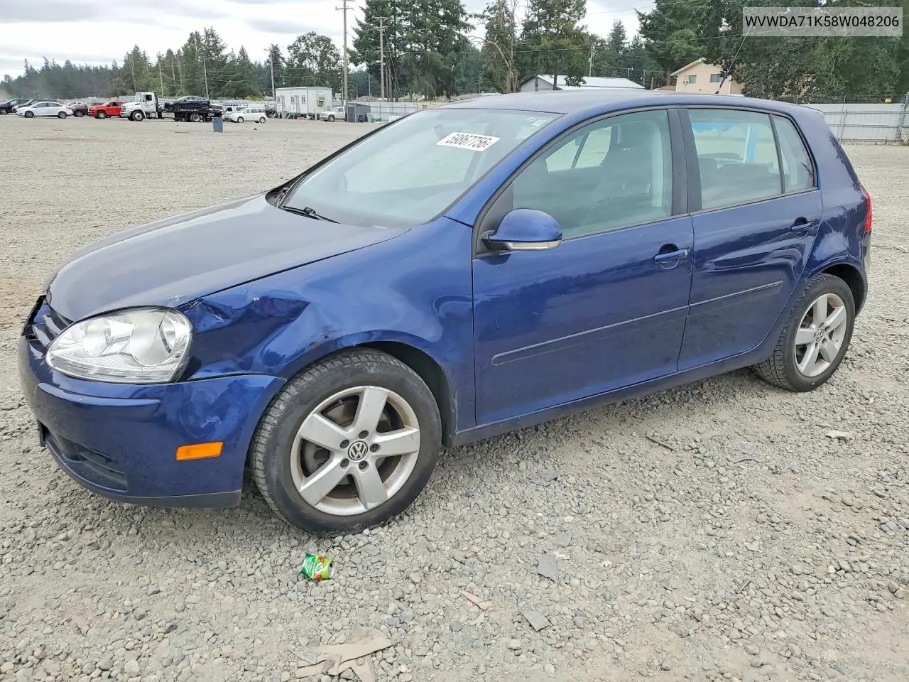 2008 Volkswagen Rabbit VIN: WVWDA71K58W048206 Lot: 59867756