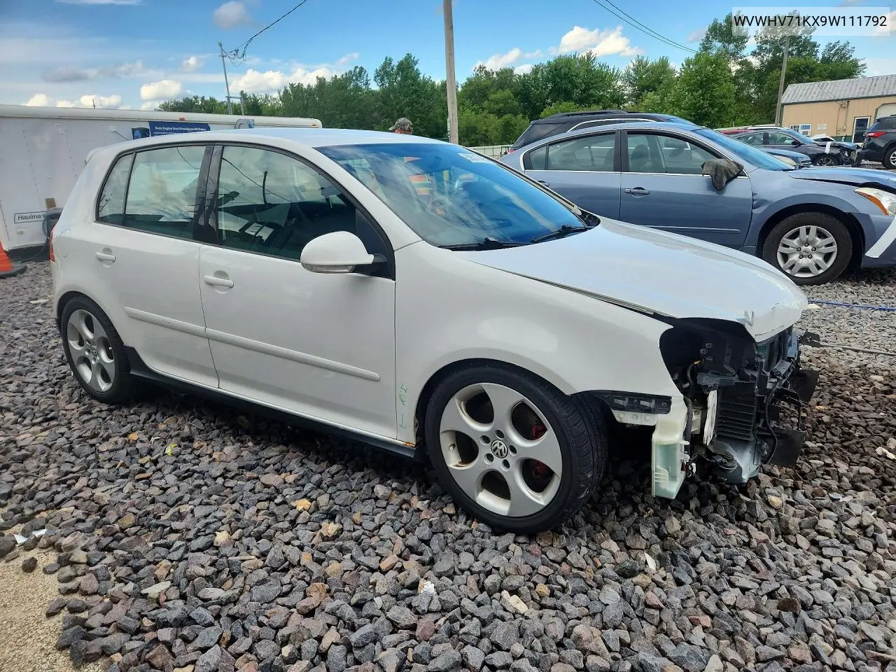 2009 Volkswagen Gti VIN: WVWHV71KX9W111792 Lot: 58017426