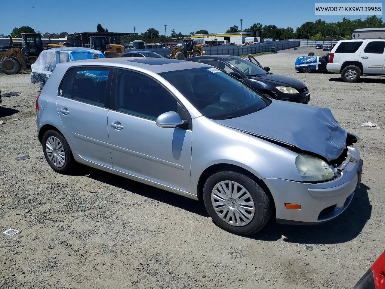 2009 Volkswagen Rabbit VIN: WVWDB71KX9W139955 Lot: 58563726