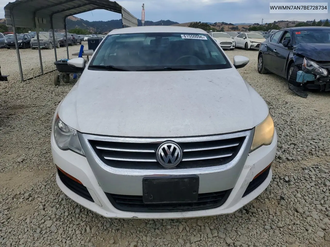 2011 Volkswagen Cc Sport VIN: WVWMN7AN7BE728734 Lot: 61550096