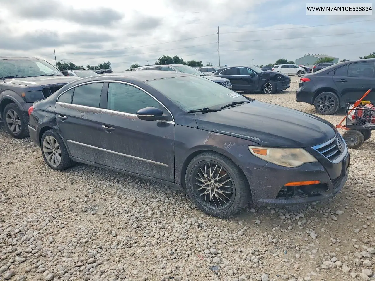 2012 Volkswagen Cc Sport VIN: WVWMN7AN1CE538834 Lot: 52818476
