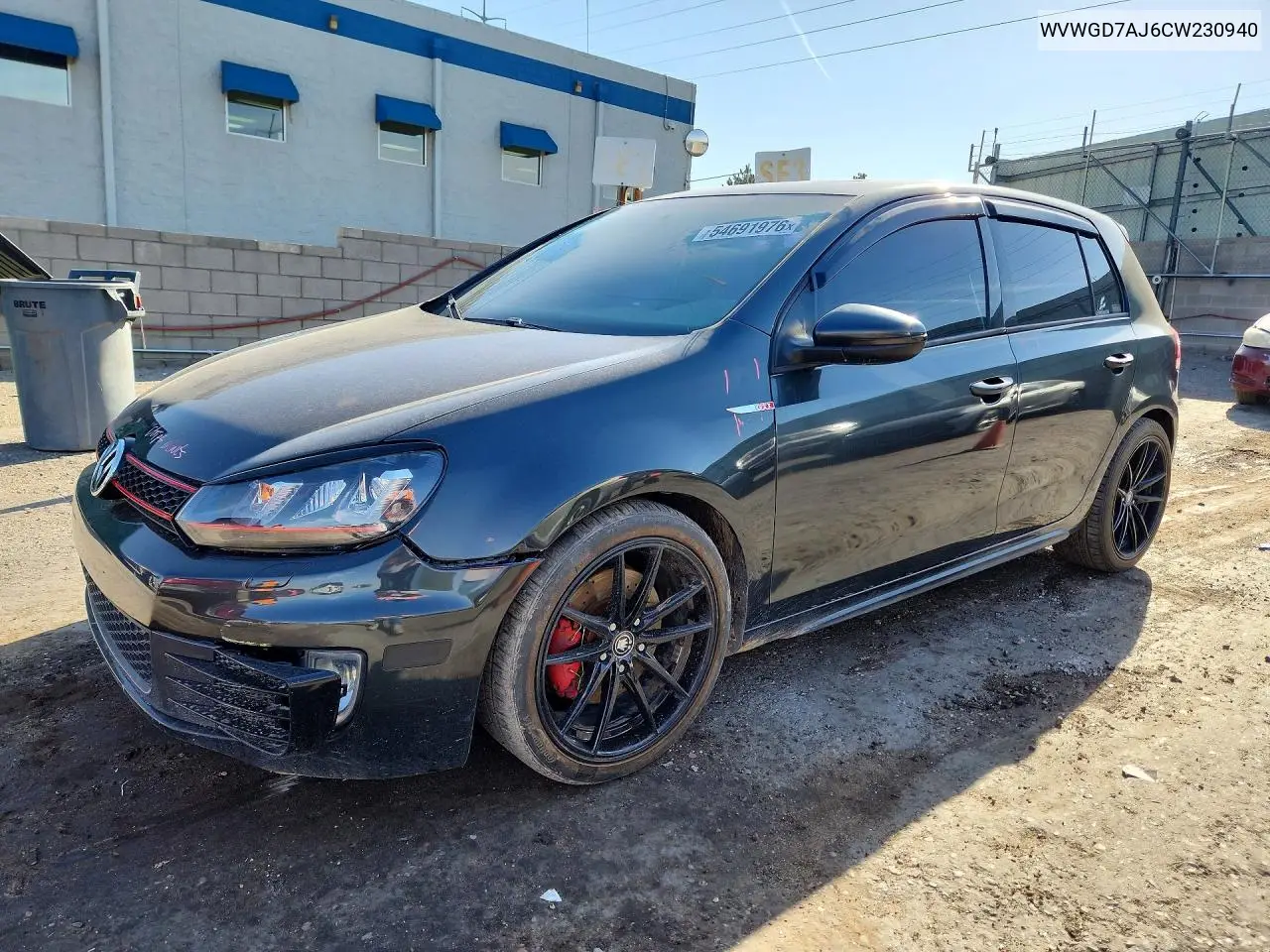 2012 Volkswagen Gti VIN: WVWGD7AJ6CW230940 Lot: 54691976