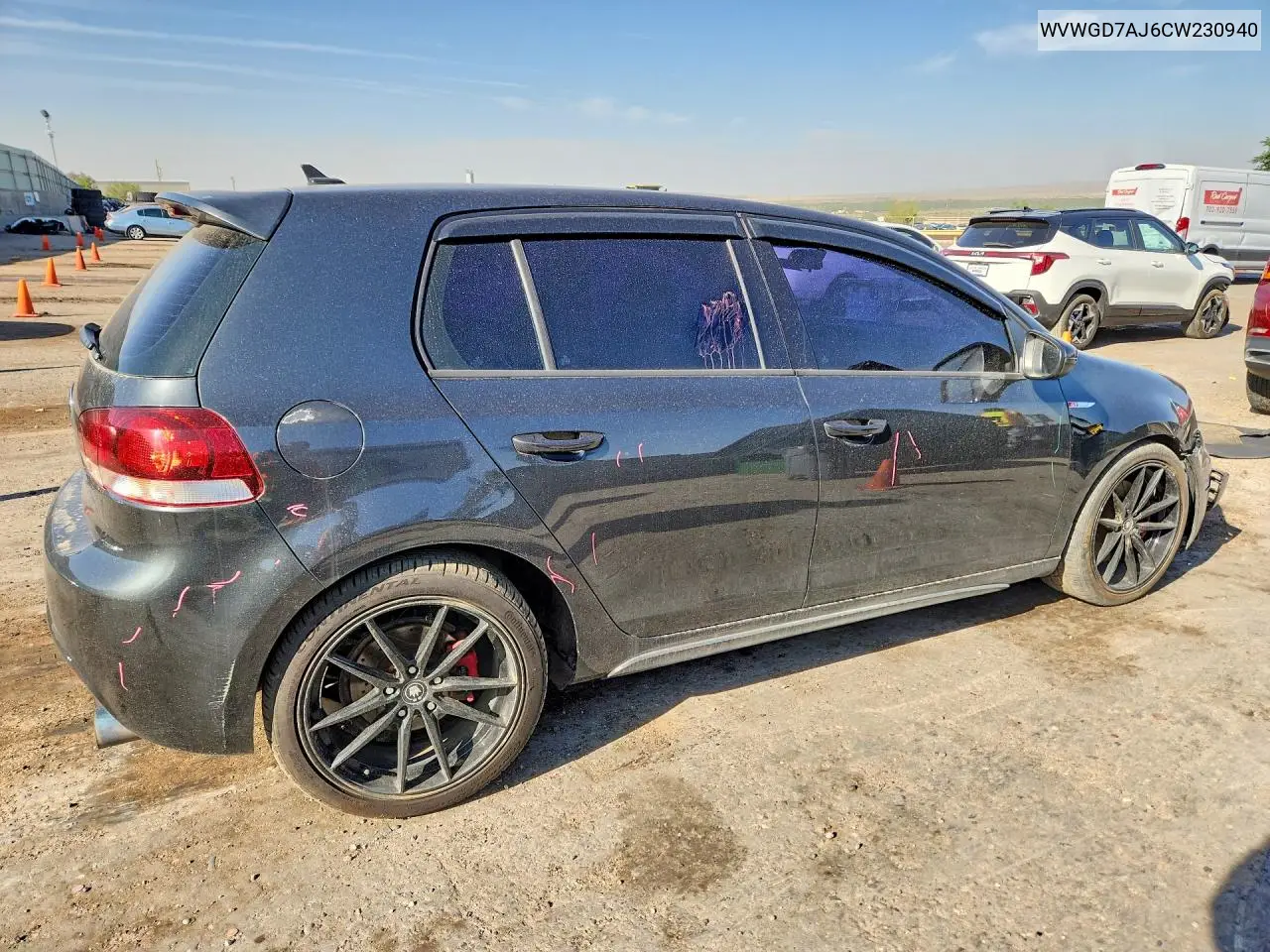2012 Volkswagen Gti VIN: WVWGD7AJ6CW230940 Lot: 54691976