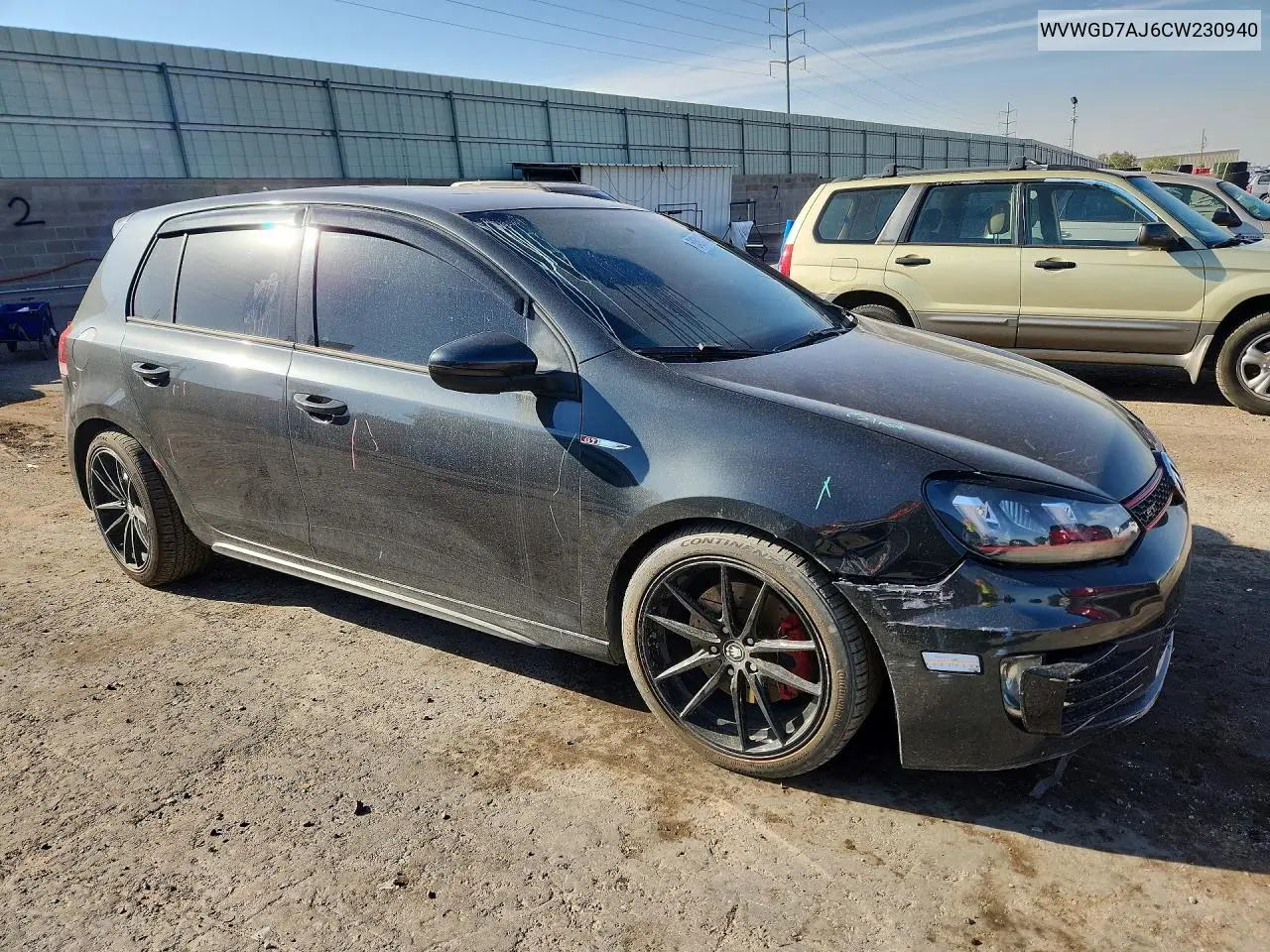 2012 Volkswagen Gti VIN: WVWGD7AJ6CW230940 Lot: 54691976