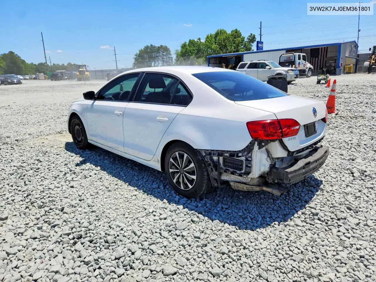2014 Volkswagen Jetta Base VIN: 3VW2K7AJ0EM361801 Lot: 58013016