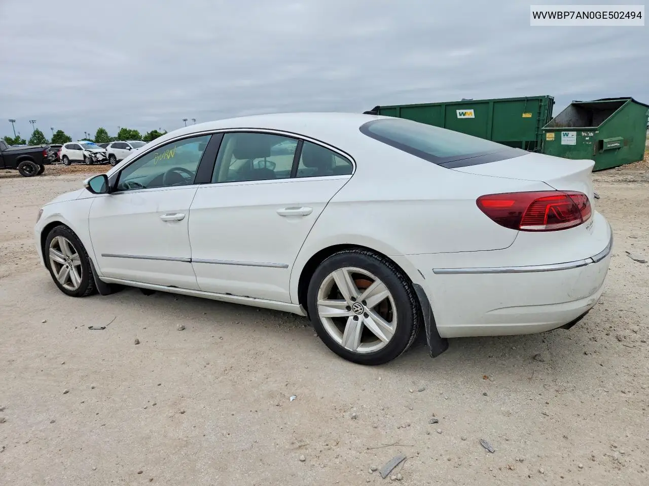 2016 Volkswagen Cc Base VIN: WVWBP7AN0GE502494 Lot: 54326946