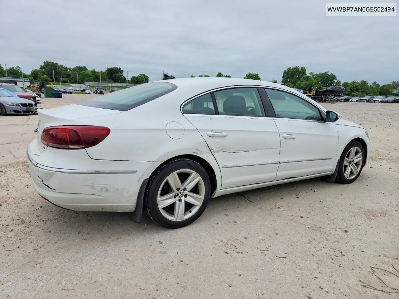 2016 Volkswagen Cc Base VIN: WVWBP7AN0GE502494 Lot: 54326946