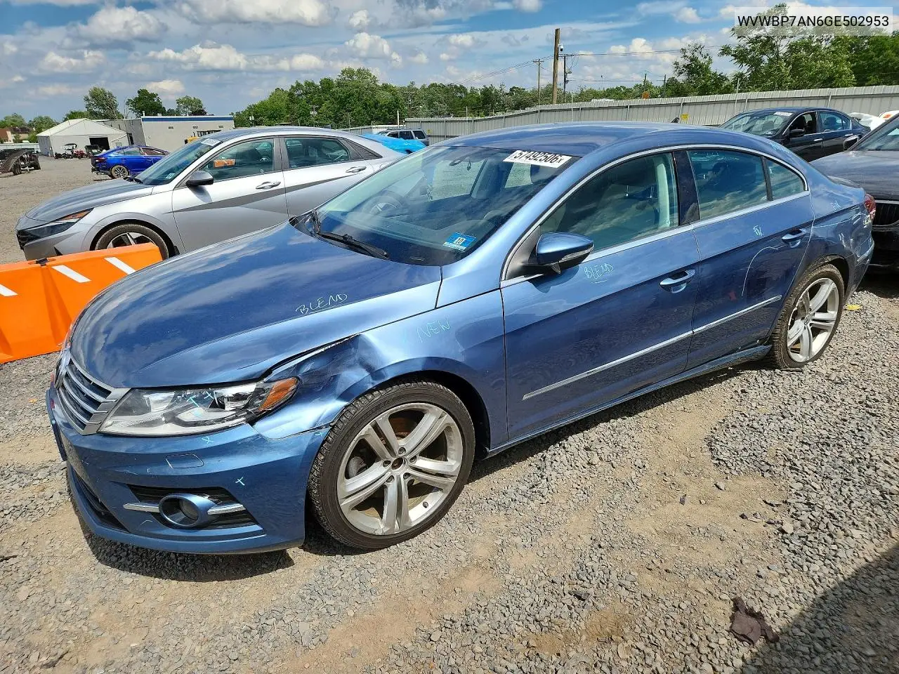 2016 Volkswagen Cc Base VIN: WVWBP7AN6GE502953 Lot: 57492506
