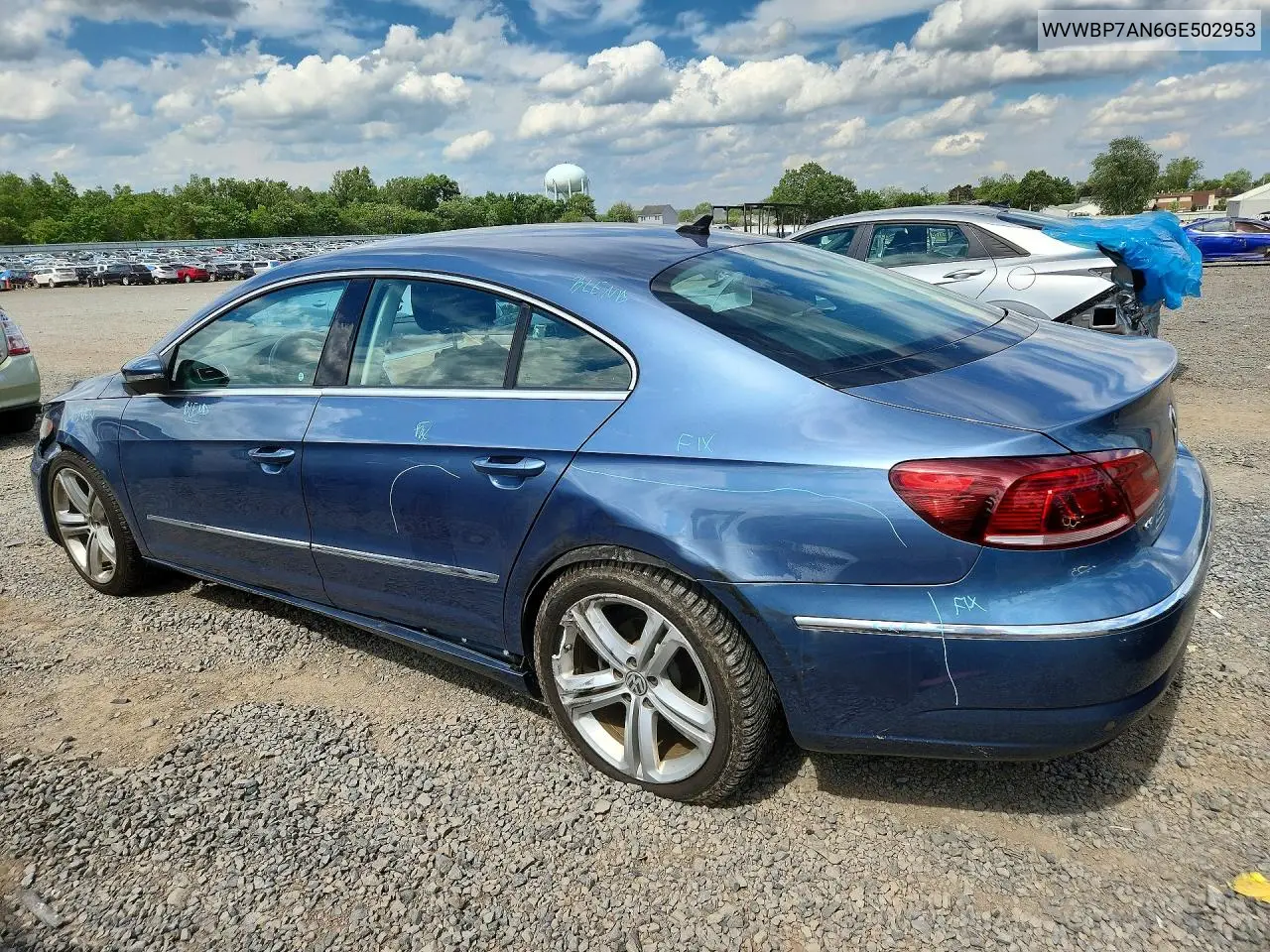 2016 Volkswagen Cc Base VIN: WVWBP7AN6GE502953 Lot: 57492506