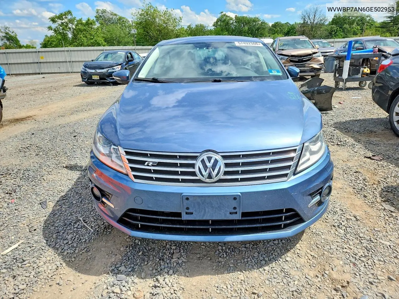 2016 Volkswagen Cc Base VIN: WVWBP7AN6GE502953 Lot: 57492506