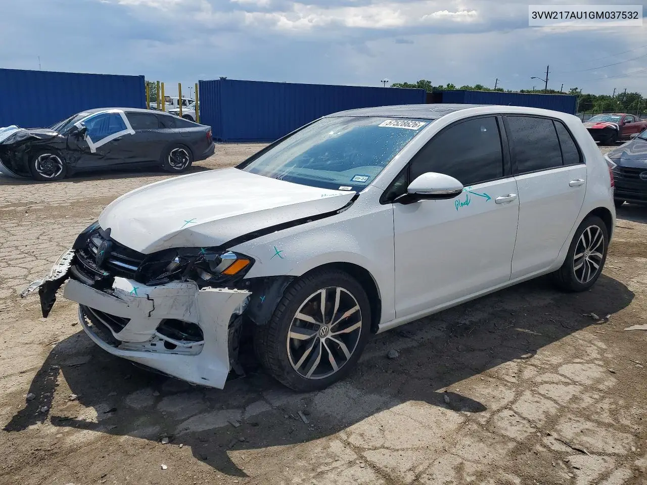 2016 Volkswagen Golf S VIN: 3VW217AU1GM037532 Lot: 57528626