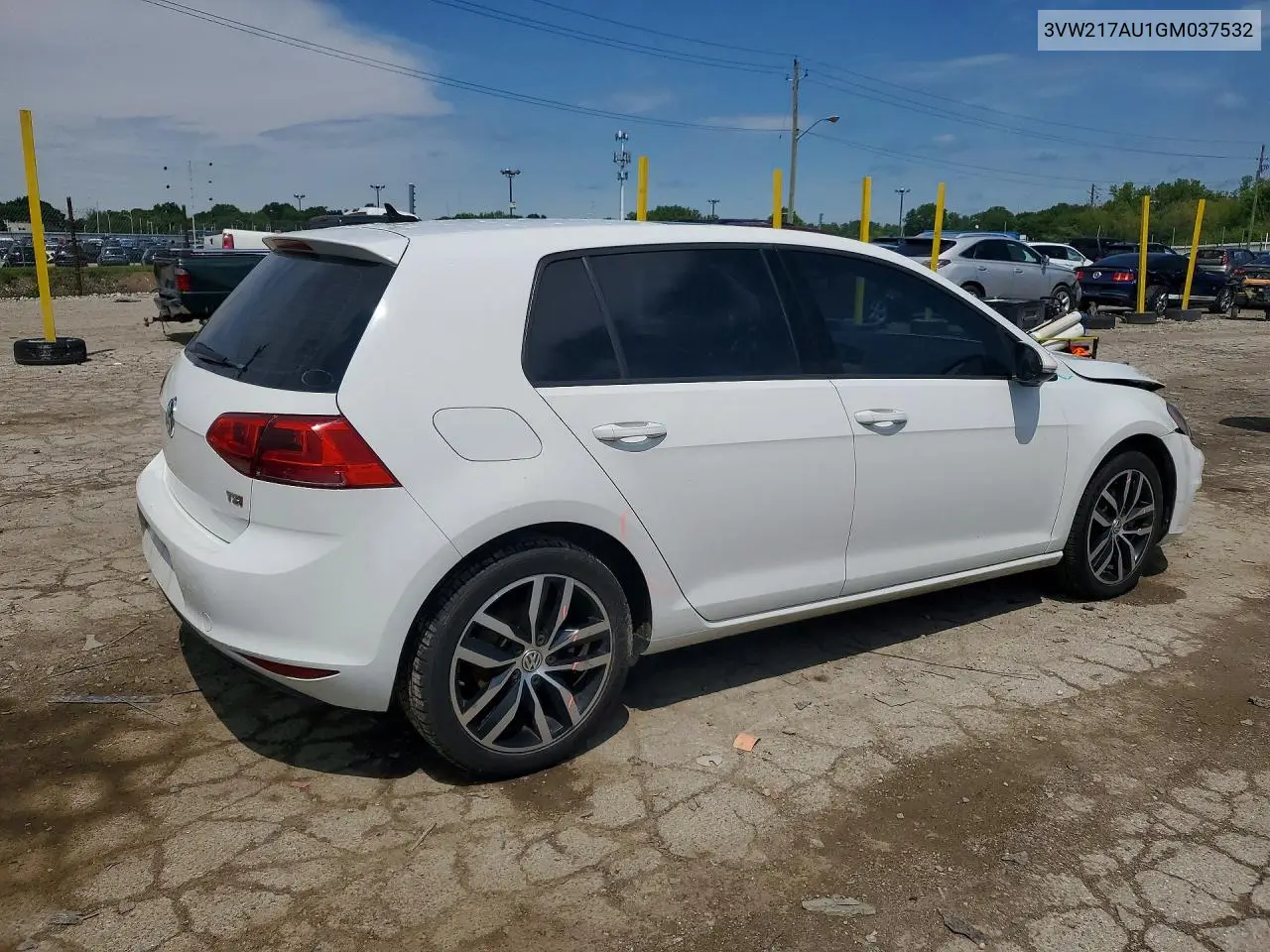 2016 Volkswagen Golf S VIN: 3VW217AU1GM037532 Lot: 57528626