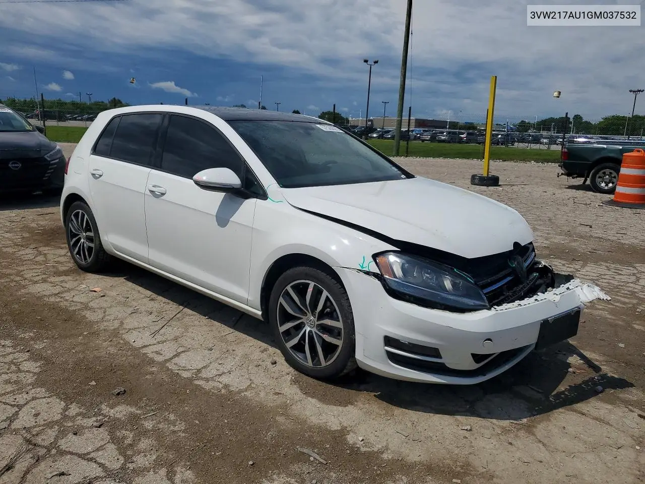2016 Volkswagen Golf S VIN: 3VW217AU1GM037532 Lot: 57528626