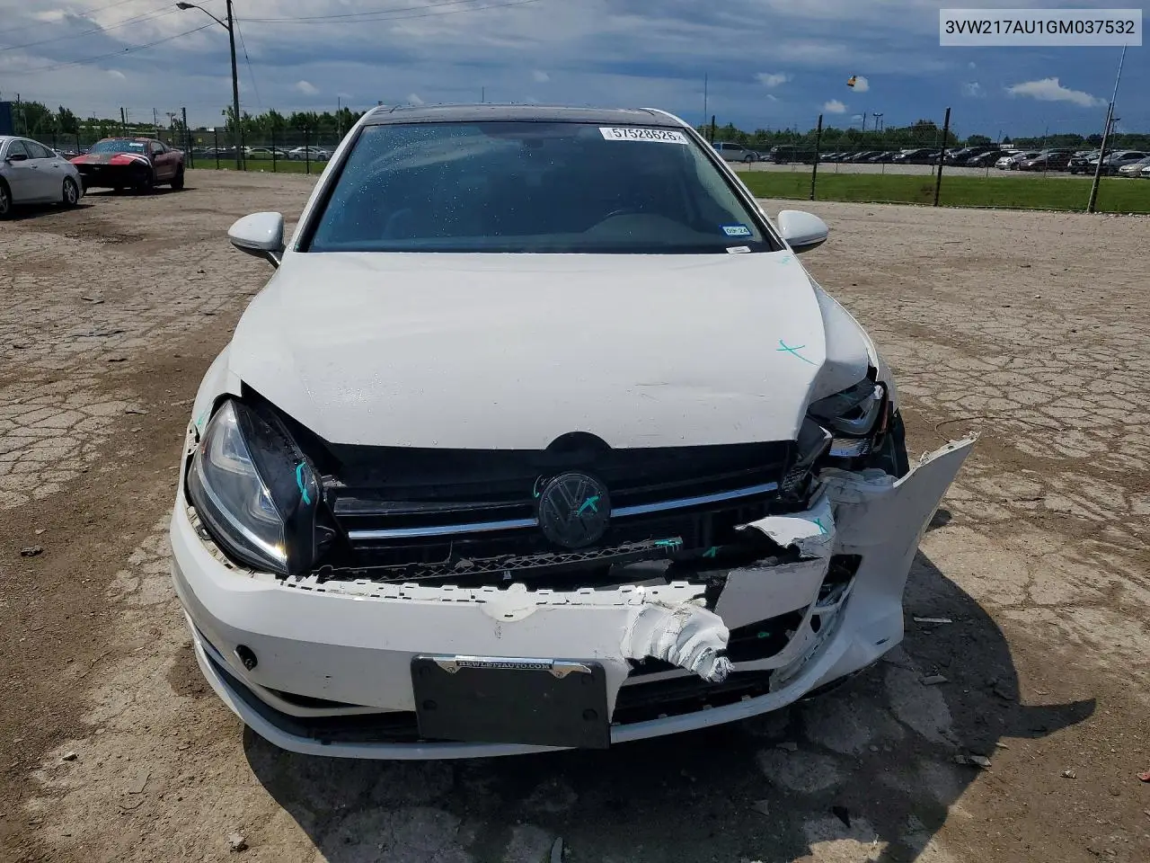 2016 Volkswagen Golf S VIN: 3VW217AU1GM037532 Lot: 57528626