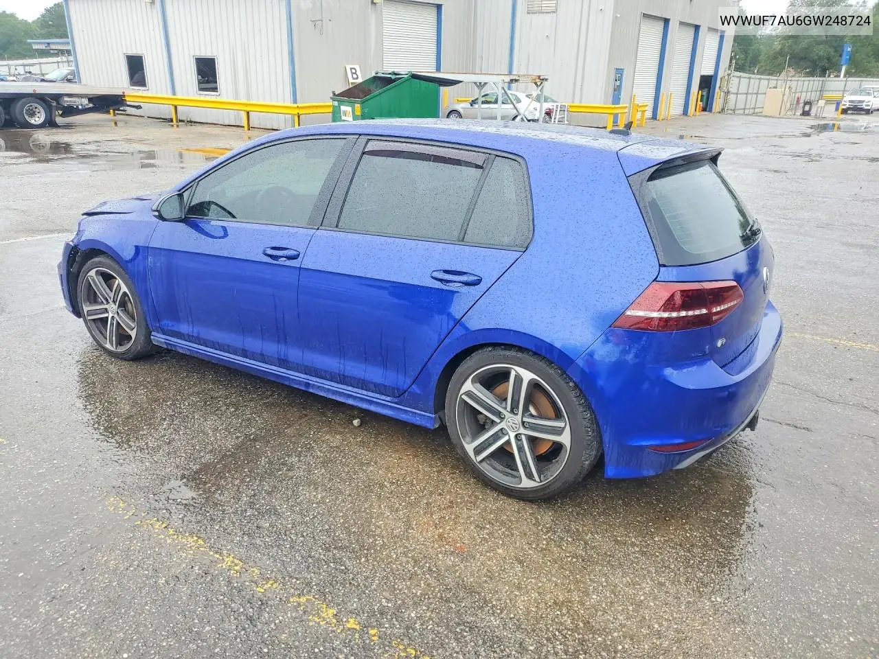 2016 Volkswagen Golf R VIN: WVWUF7AU6GW248724 Lot: 57727566