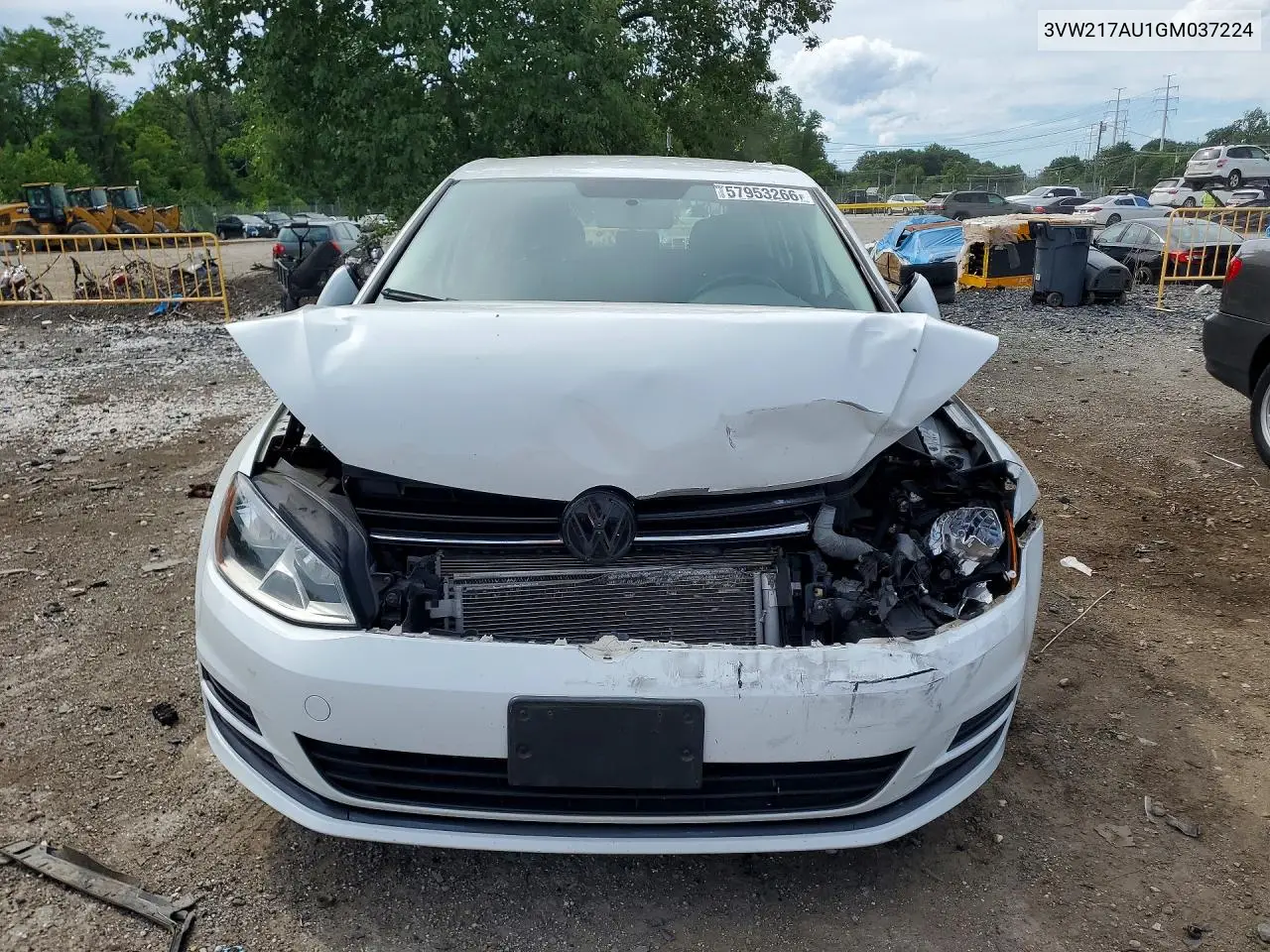 2016 Volkswagen Golf S/Se VIN: 3VW217AU1GM037224 Lot: 57953266