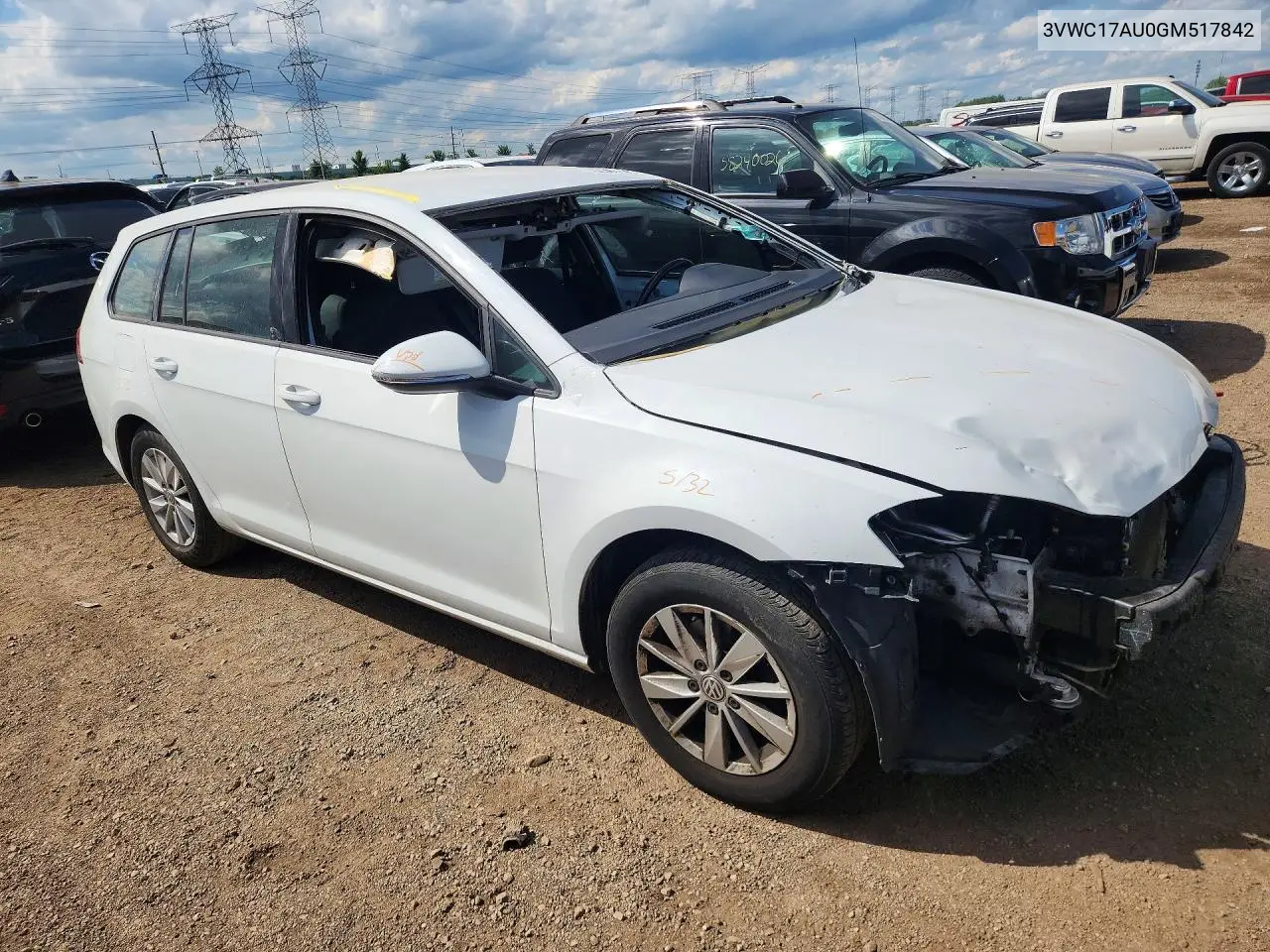 2016 Volkswagen Golf Sportwagen S VIN: 3VWC17AU0GM517842 Lot: 58397956