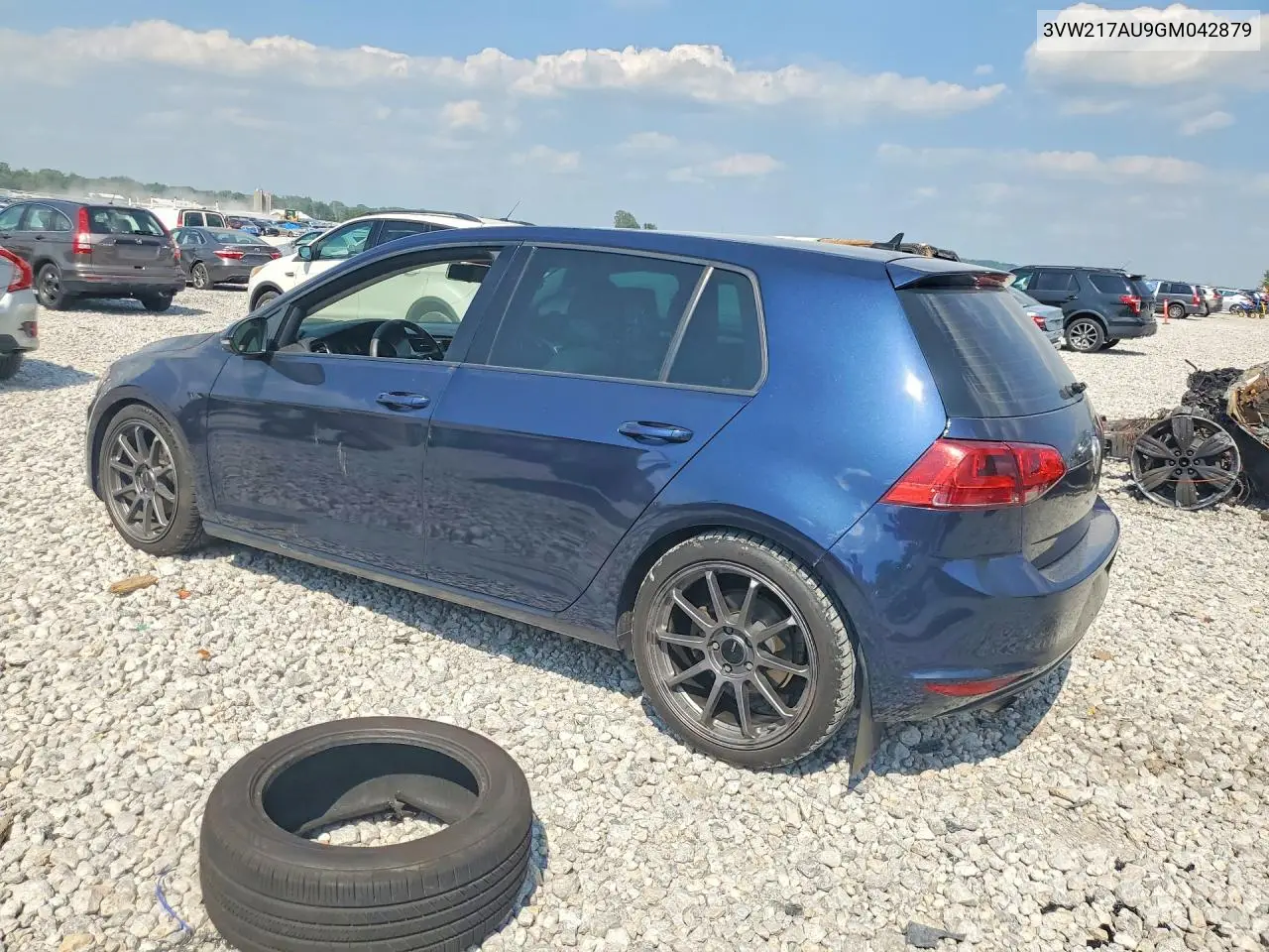 2016 Volkswagen Golf S/Se VIN: 3VW217AU9GM042879 Lot: 59938026
