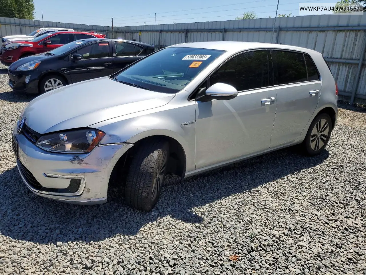 2016 Volkswagen E-Golf Se VIN: WVWKP7AU4GW915570 Lot: 60023506