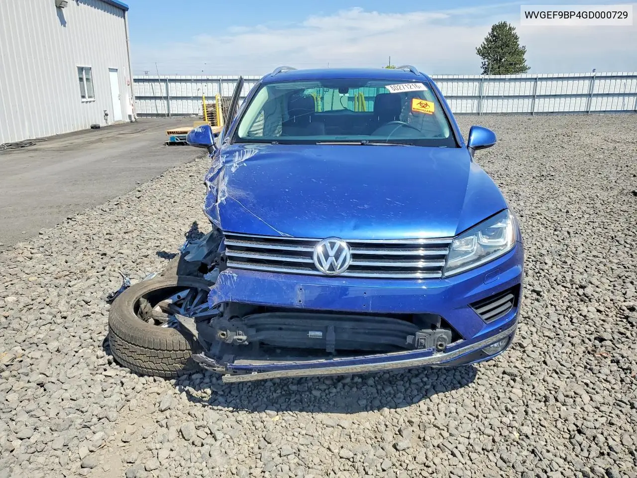 2016 Volkswagen Touareg Sport VIN: WVGEF9BP4GD000729 Lot: 60271216