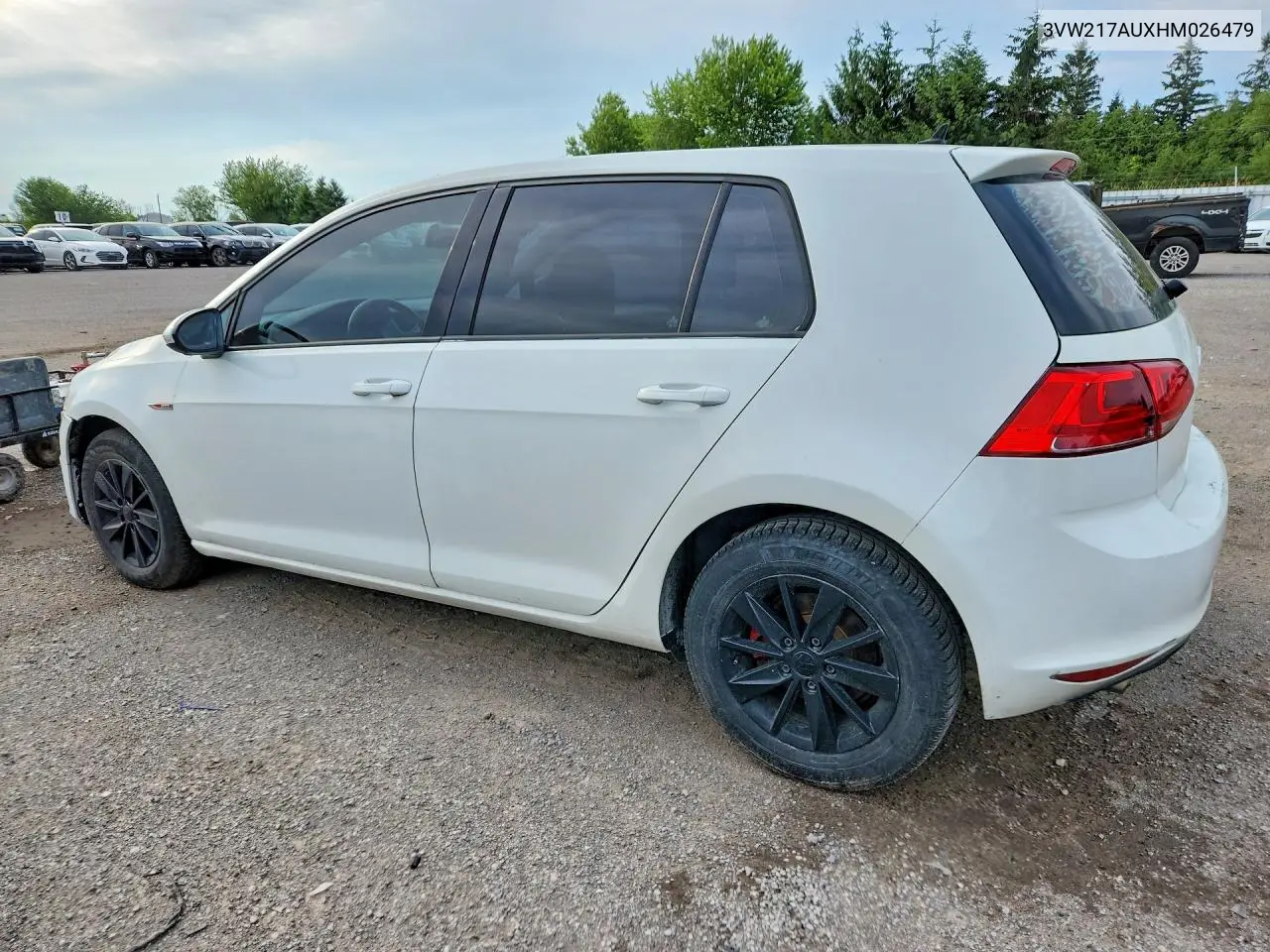 2017 Volkswagen Golf S VIN: 3VW217AUXHM026479 Lot: 56937586
