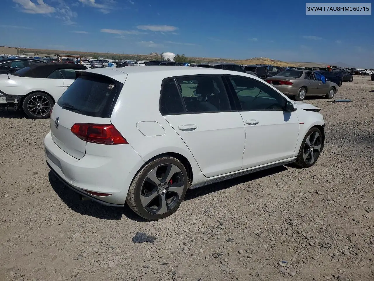 2017 Volkswagen Gti S VIN: 3VW4T7AU8HM060715 Lot: 58240696