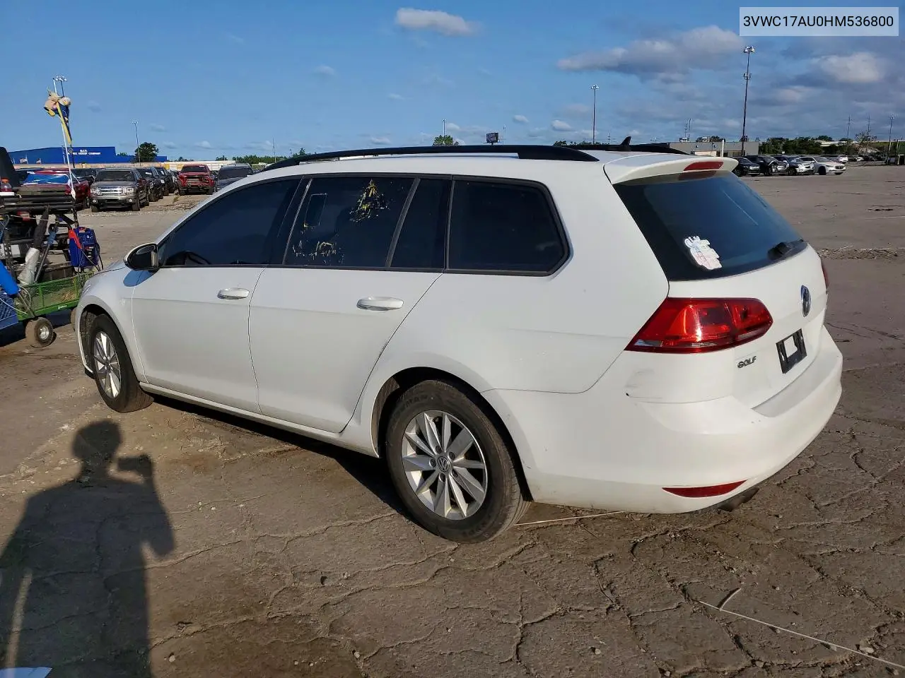 2017 Volkswagen Golf Sportwagen S VIN: 3VWC17AU0HM536800 Lot: 61853916