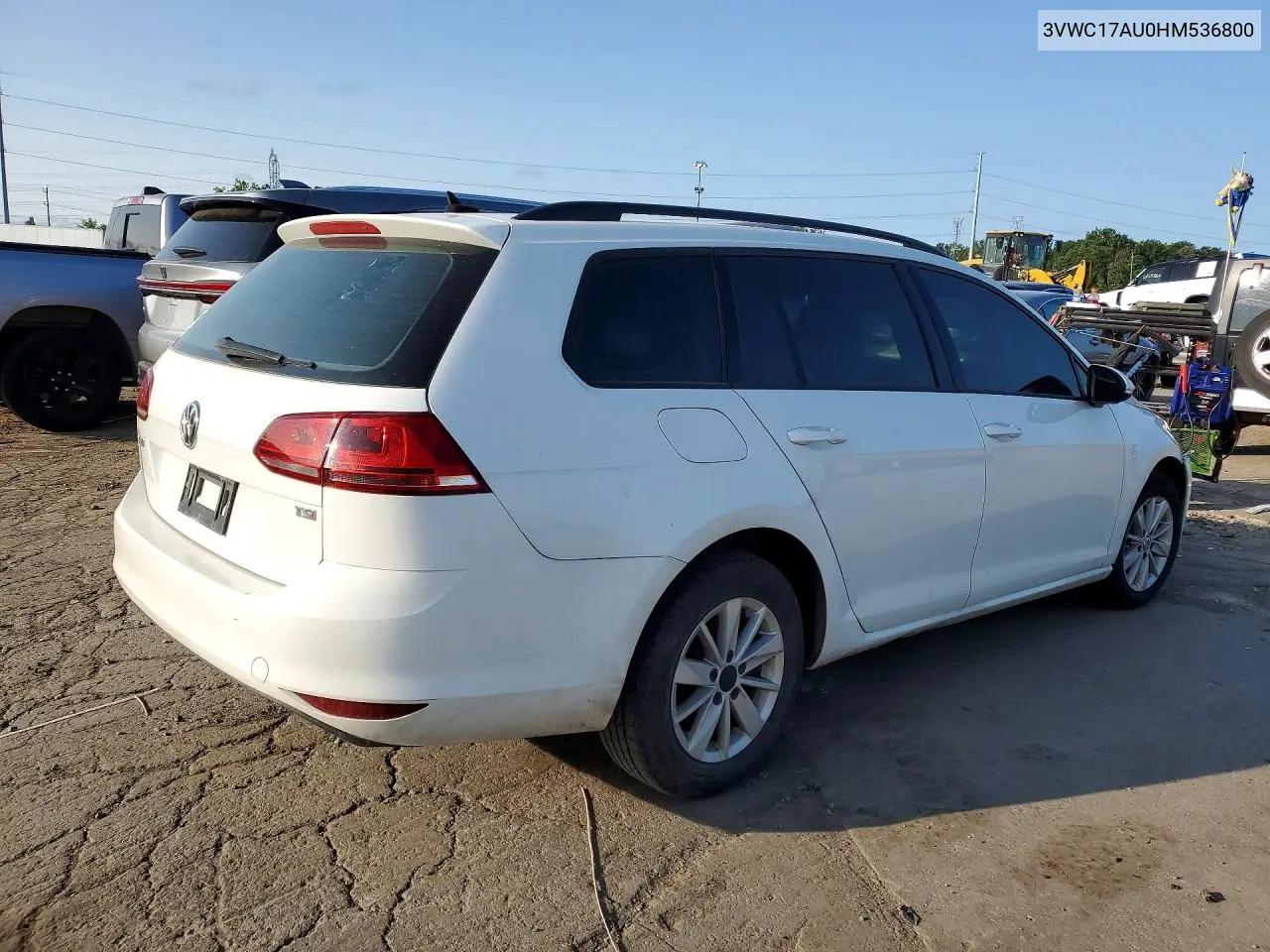 2017 Volkswagen Golf Sportwagen S VIN: 3VWC17AU0HM536800 Lot: 61853916