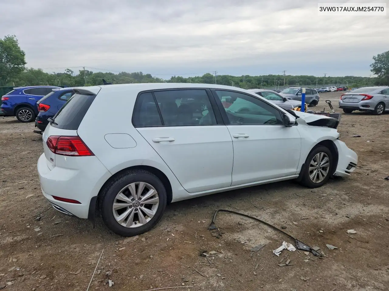 2018 Volkswagen Golf S VIN: 3VWG17AUXJM254770 Lot: 56243836