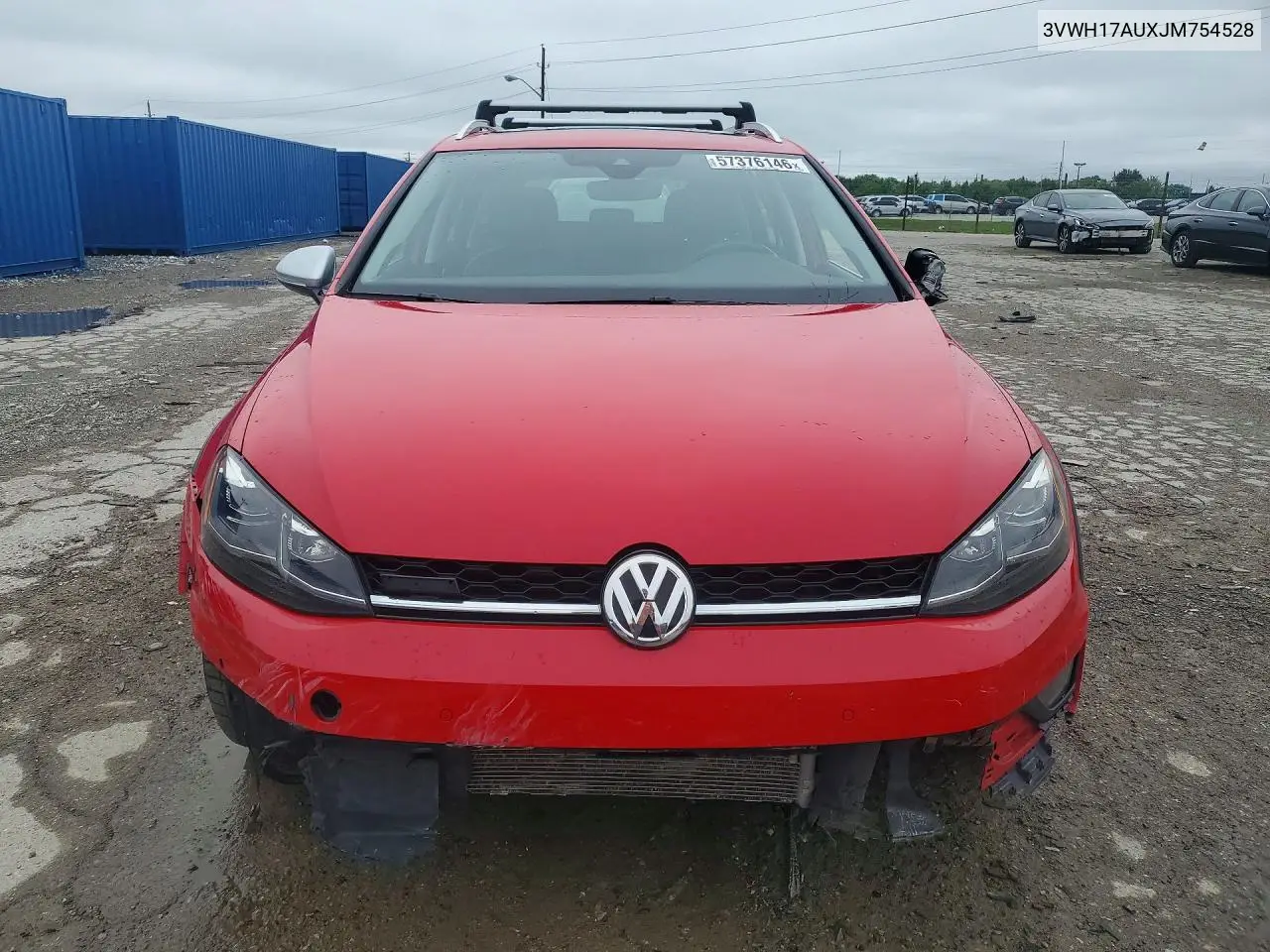 2018 Volkswagen Golf Alltrack S VIN: 3VWH17AUXJM754528 Lot: 57376146