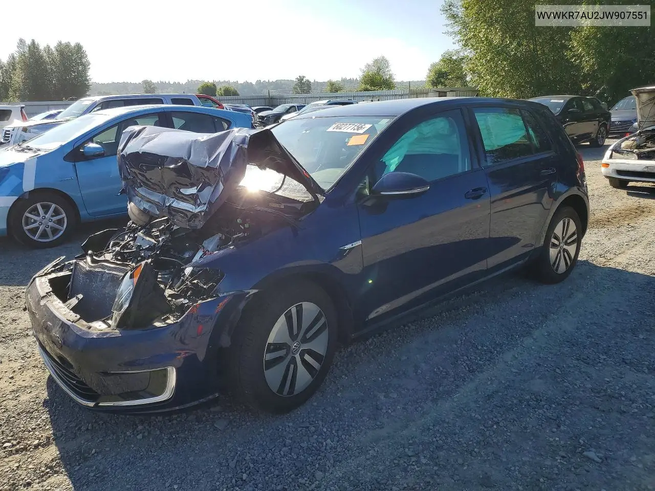 2018 Volkswagen E-Golf Se VIN: WVWKR7AU2JW907551 Lot: 60277156