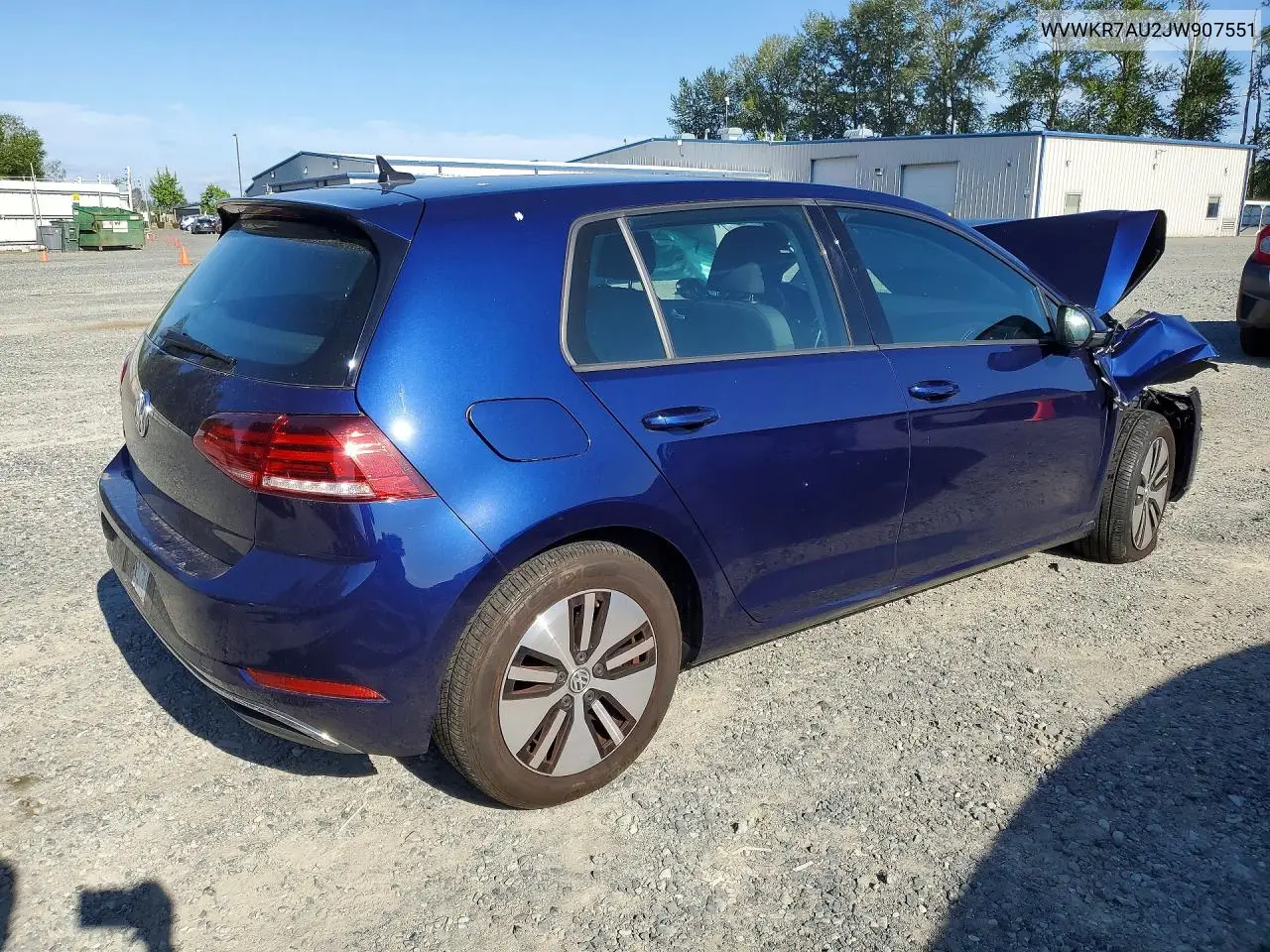 2018 Volkswagen E-Golf Se VIN: WVWKR7AU2JW907551 Lot: 60277156