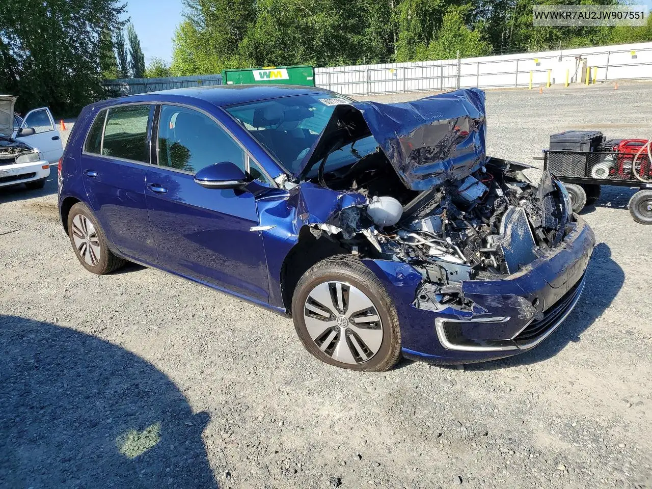 2018 Volkswagen E-Golf Se VIN: WVWKR7AU2JW907551 Lot: 60277156