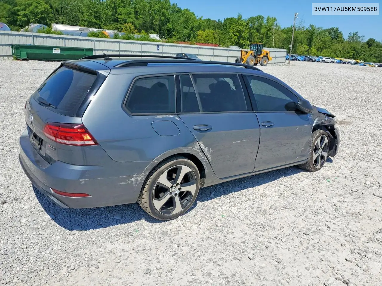 2019 Volkswagen Golf Sportwagen S VIN: 3VW117AU5KM509588 Lot: 56097626