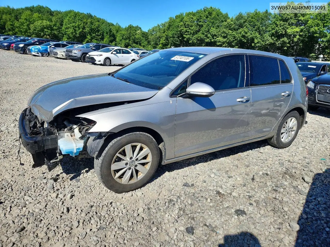 2019 Volkswagen Golf S VIN: 3VWG57AU4KM015091 Lot: 57240106