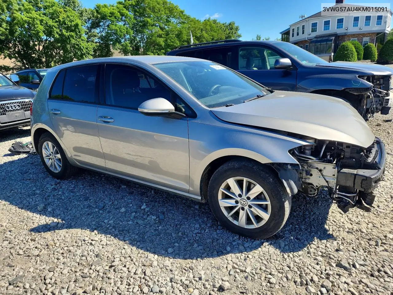 2019 Volkswagen Golf S VIN: 3VWG57AU4KM015091 Lot: 57240106