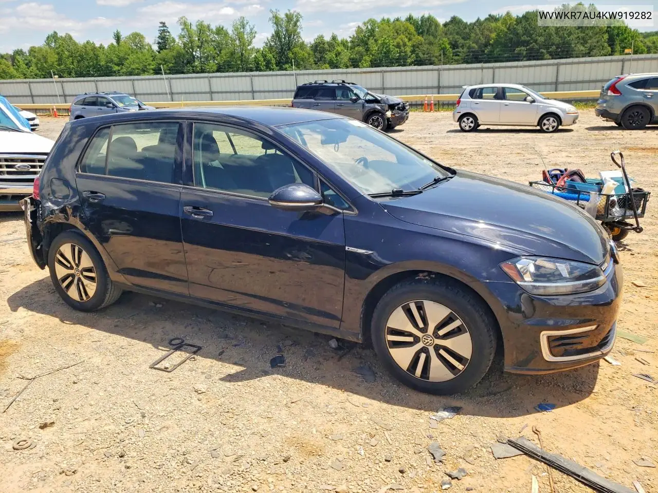 2019 Volkswagen E-Golf Se VIN: WVWKR7AU4KW919282 Lot: 57292246