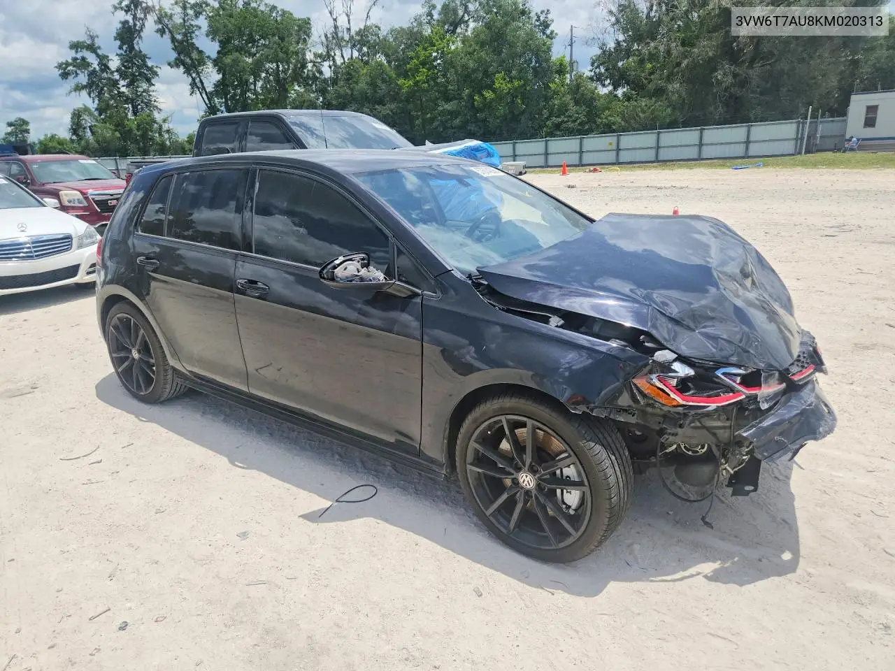 2019 Volkswagen Gti S VIN: 3VW6T7AU8KM020313 Lot: 57674206