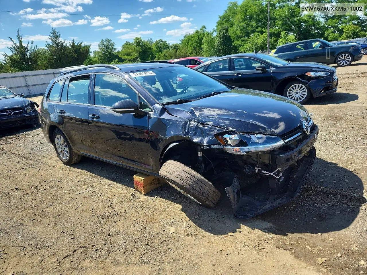 2019 Volkswagen Golf Sportwagen S VIN: 3VWY57AUXKM511002 Lot: 57854096